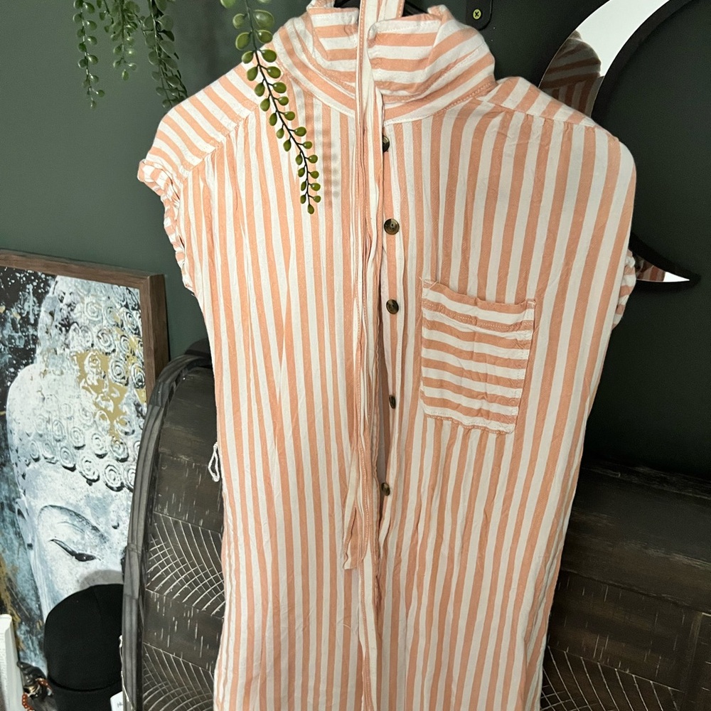 AE Pink and white striped dress